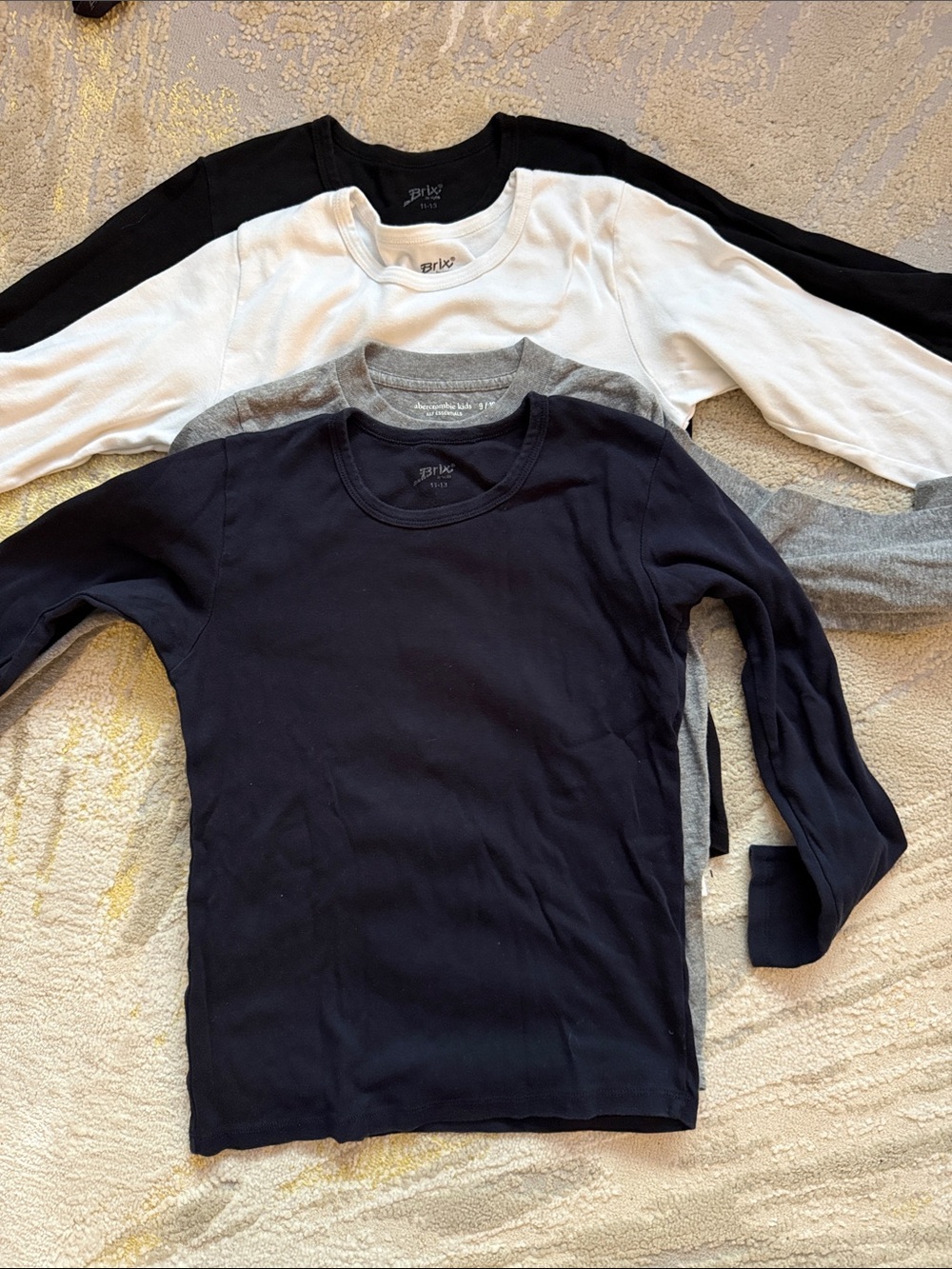 Brixon Ivy Kids Long-Sleeve Crewneck Tops - Black, White, Gray, Navy